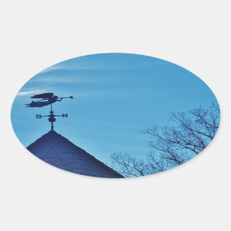 Angel BLOWING HORN WEATHER VANE Oval Sticker