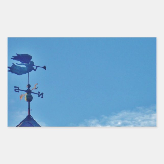 Angel BLOWING HORN WEATHER VANE Rectangular Sticker (Front)