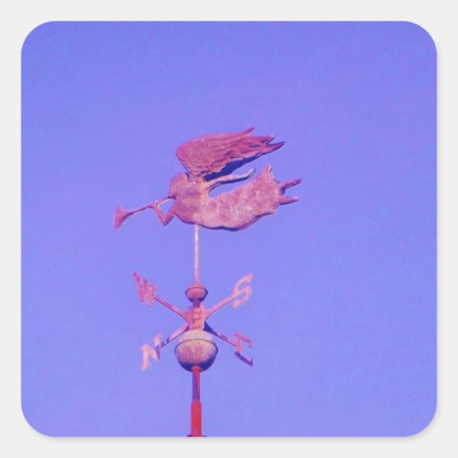 Angel BLOWING HORN WEATHER VANE Square Sticker (Front)
