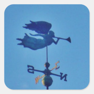 Angel BLOWING HORN WEATHER VANE Square Sticker
