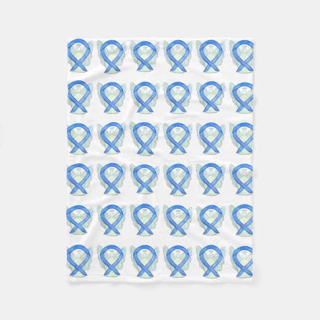 Angel Blue Awareness Ribbon Custom Soft Blankets (Front)