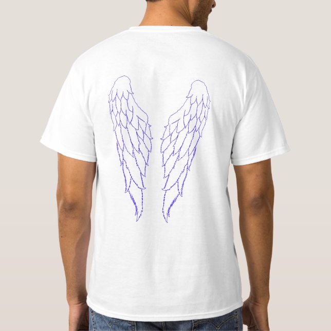 Angel Blue Outline Wings T-Shirt (Back)