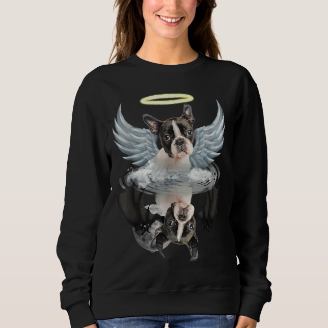 Angel Boston Terrier Shadow Under Water Devil Bost Sweatshirt (Front)