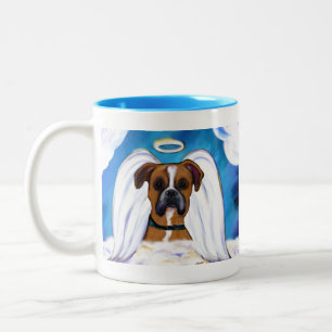 Angel Boxer Dog Two-Tone Coffee Mug