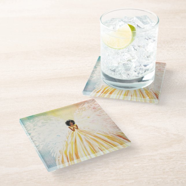 Angel Bright Glass Coaster (Angled)