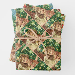 Angel bringing Christmas gifts and presents Wrapping Paper Sheet