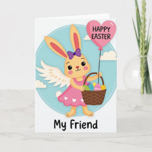 Angel Bunny Friend Holiday Card