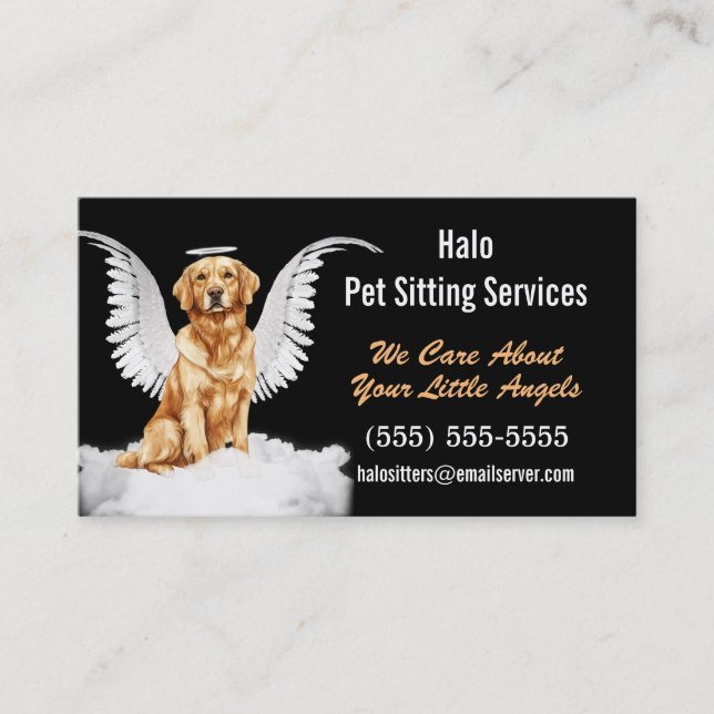 Angel Cat and Dog Pet Sitting Services Business Card (Front)