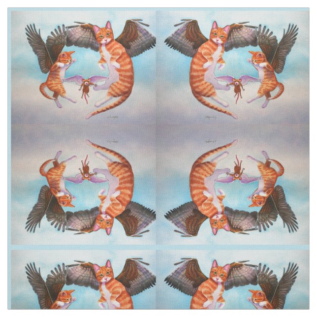 Angel Cat and Mouse Game Fabric Mirror Design (Swatch)