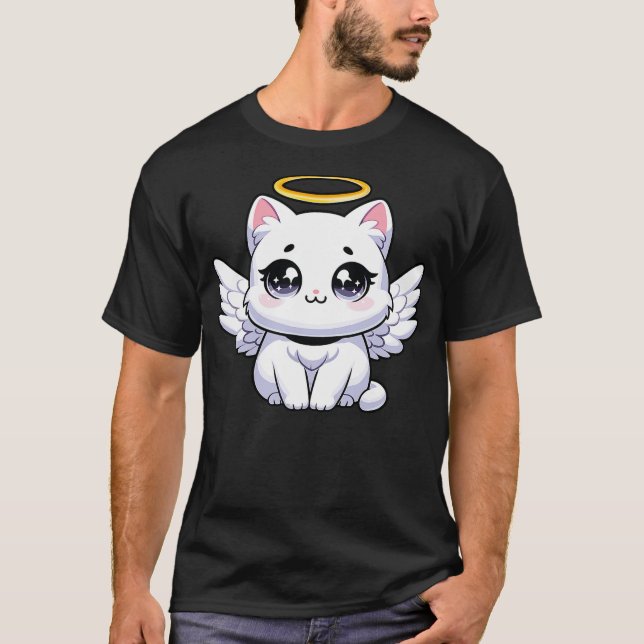 Angel Cat, Anime Angel Kitten T-Shirt (Front)