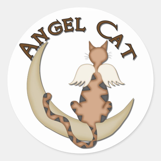 Angel Cat Classic Round Sticker (Front)