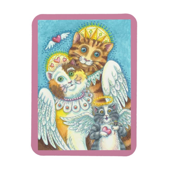 Angel Cat Family PURRS IN HEAVEN MAGNET (Vertical)
