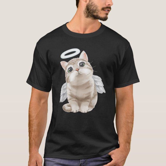 angel cat for lovers cute little cats kitty kitten T-Shirt (Front)