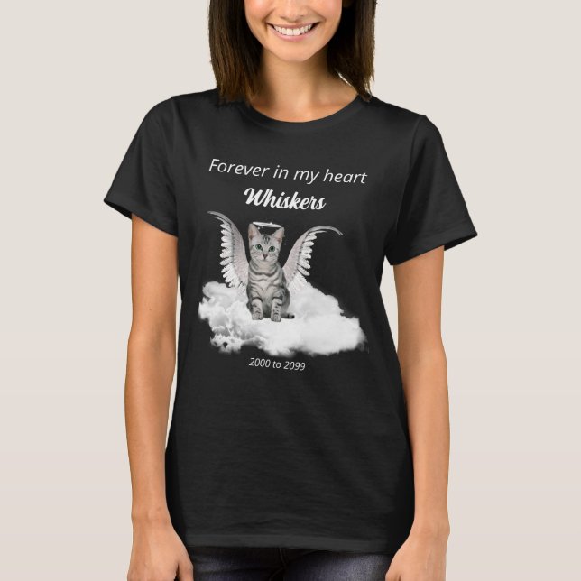Angel Cat Grey Tabby Pet Memorial T-Shirt (Front)