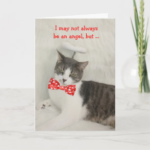 Angel Cat Valentine Holiday Card