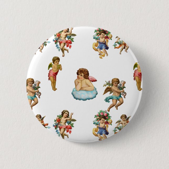 angel cherub antique 6 cm round badge (Front)