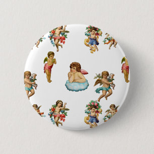 angel cherub antique 6 cm round badge