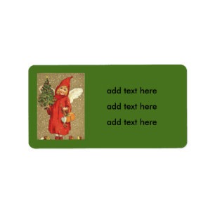 Angel Cherub Christmas Tree Snow Label