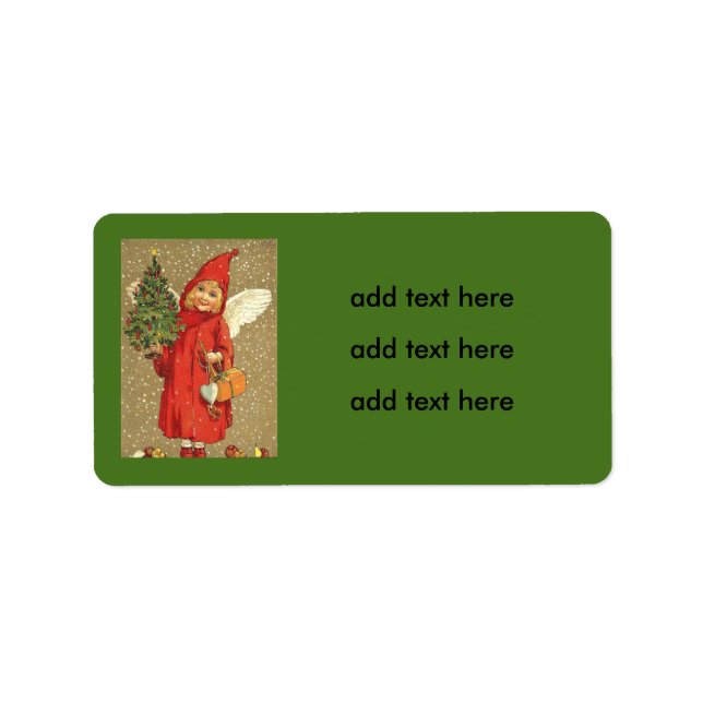 Angel Cherub Christmas Tree Snow Label (Front)