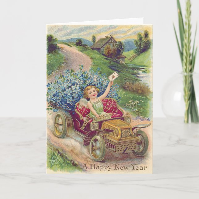 Angel Cherub Forget-Me-Not Car Card (Front)