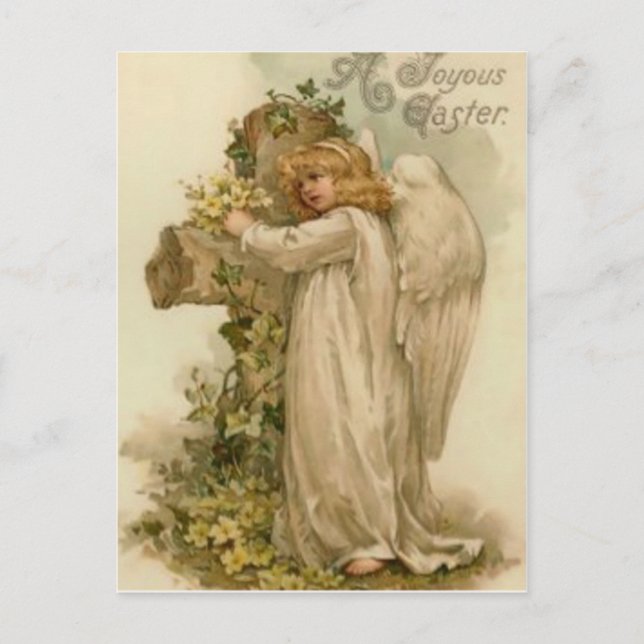 Angel Christian Cross Lily Leaf Postcard (Front)