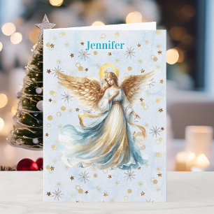 Angel Christmas Blessing Add Signature Religious Holiday Card