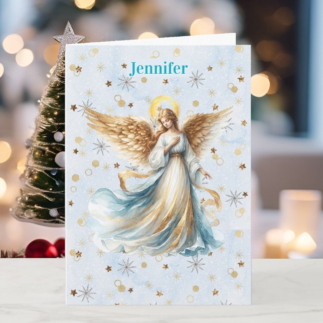 Angel Christmas Blessing Add Signature Religious Holiday Card (Creator Uploaded)