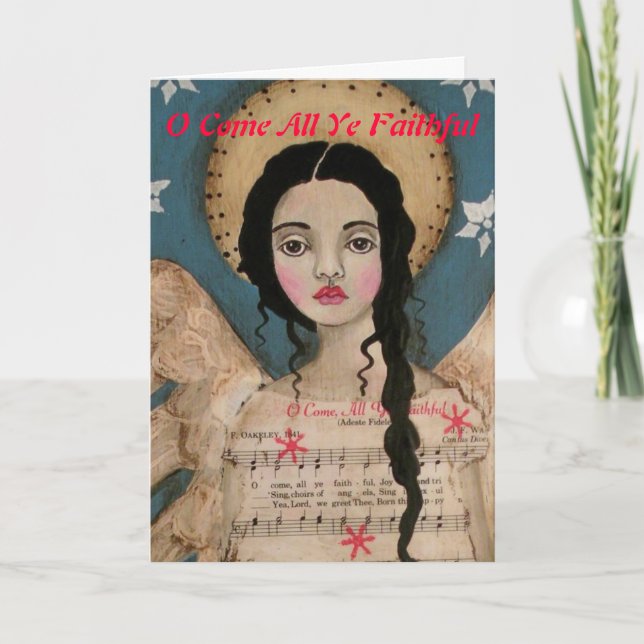 Angel Christmas Card O Come All Ye Faithful (Front)