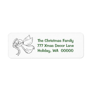 Angel Christmas Cards Envelope Self Addressed Return Address Label