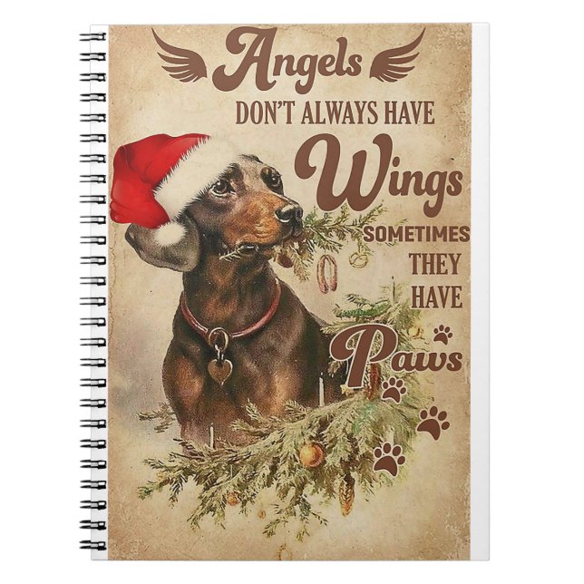 Angel Christmas Dachshunds Notebook (Front)