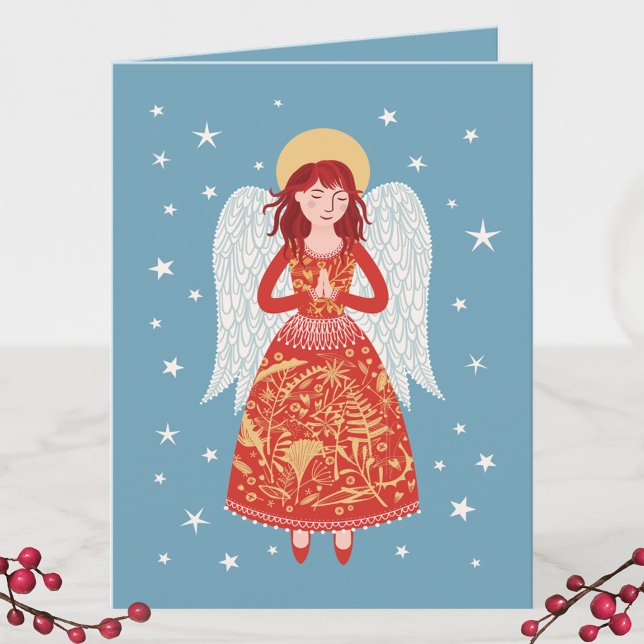 Angel Christmas Holiday Card (Angel folded Christmas holiday card)