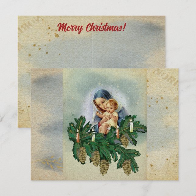 Angel Christmas Mery and Jesus in Candle Light Postcard (Front/Back)