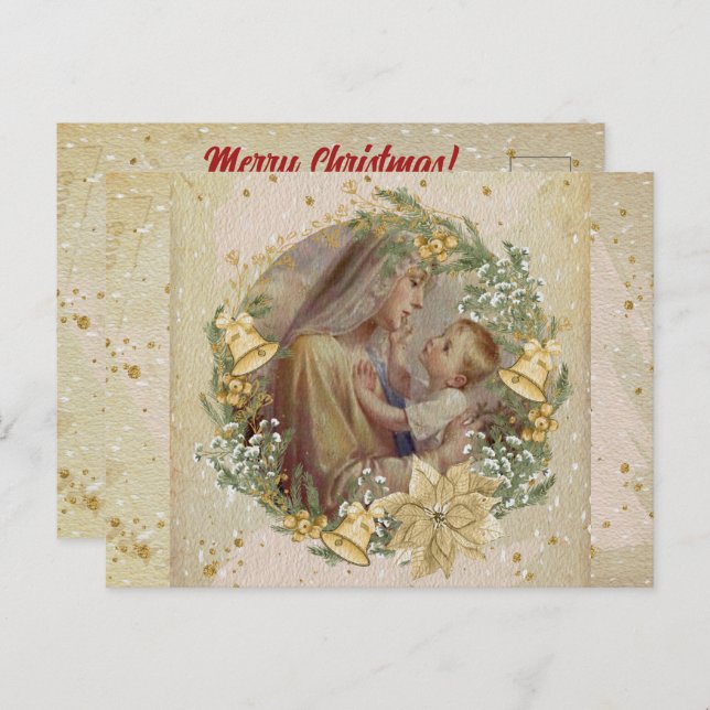 Angel Christmas Mother and Child Postcard (Front/Back)
