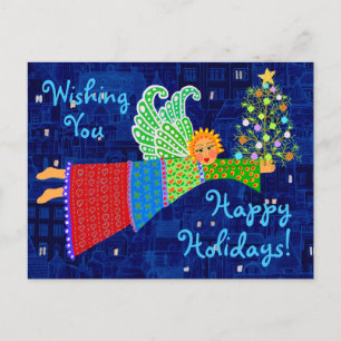 Angel Christmas Tree Personalised Holiday Postcard