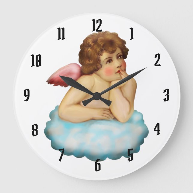 Angel Cloud Cupid Large Clock (Front)