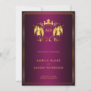 Angel Crest   Gold Royal Pink Luxurious Invitation