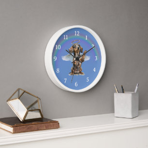 Angel Dachshund Remembrance Wall Clock