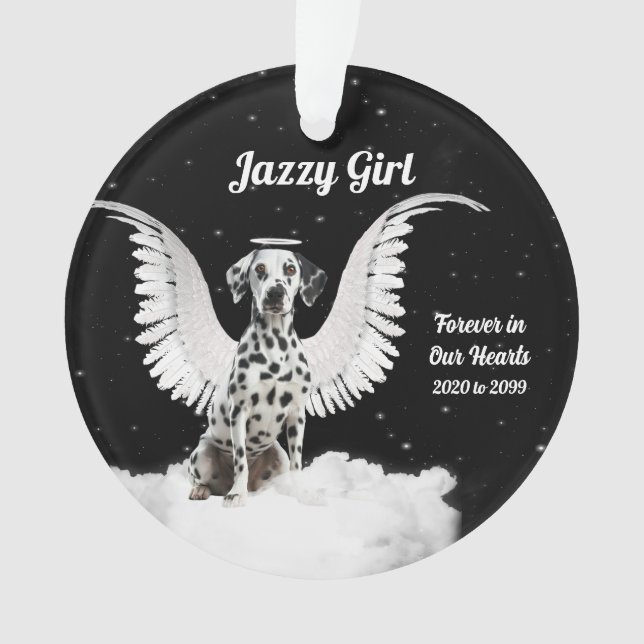 Angel Dalmatian Pet Memorial Remembrance Photo Ornament (Front)