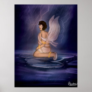 Angel dark blue wall art
