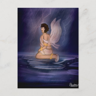 Angel dark blue wall art postcard