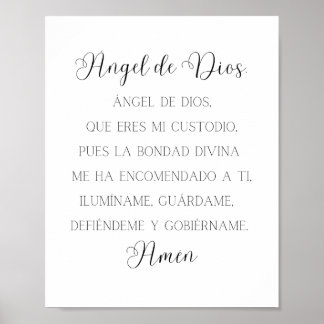 Angel de Dios Spanish Prayer Poster