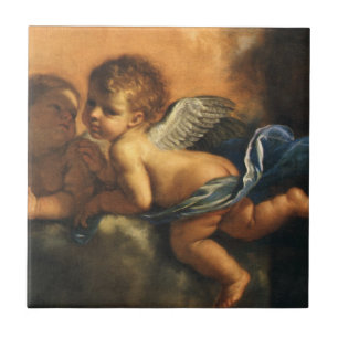 Angel detail, Patron Saints of Modena by Guercino Ceramic Tile