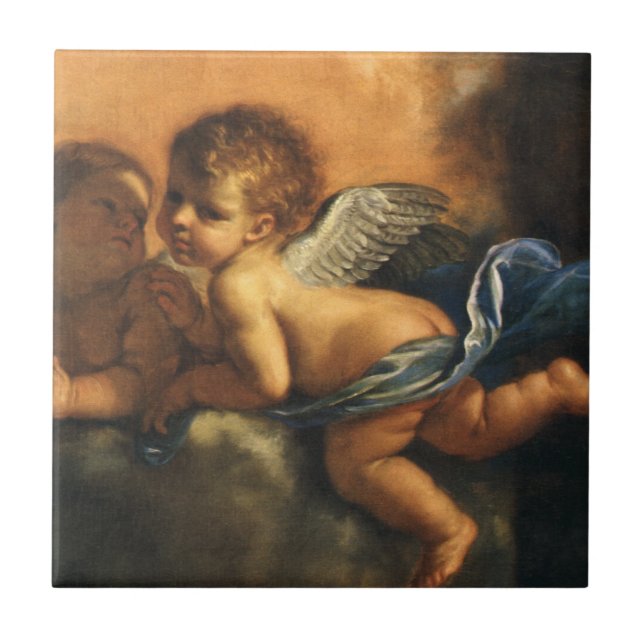 Angel detail, Patron Saints of Modena by Guercino Ceramic Tile (Front)