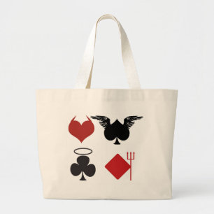 ANGEL DEVIL CARD SUITS LARGE TOTE BAG