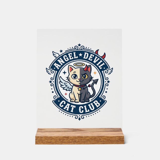 Angel Devil Cat Cat Mum Gift Idea - Angel Devil Ca Acrylic Sign (Front)