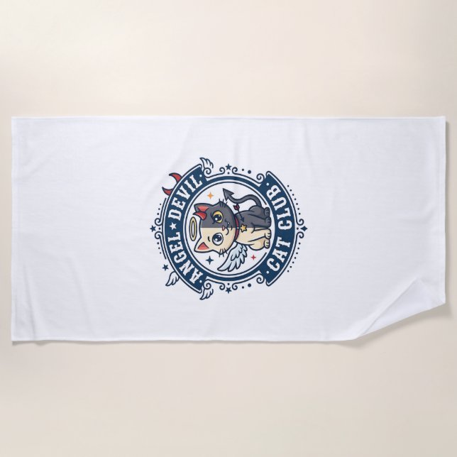 Angel Devil Cat Cat Mum Gift Idea - Angel Devil Ca Beach Towel (Front)