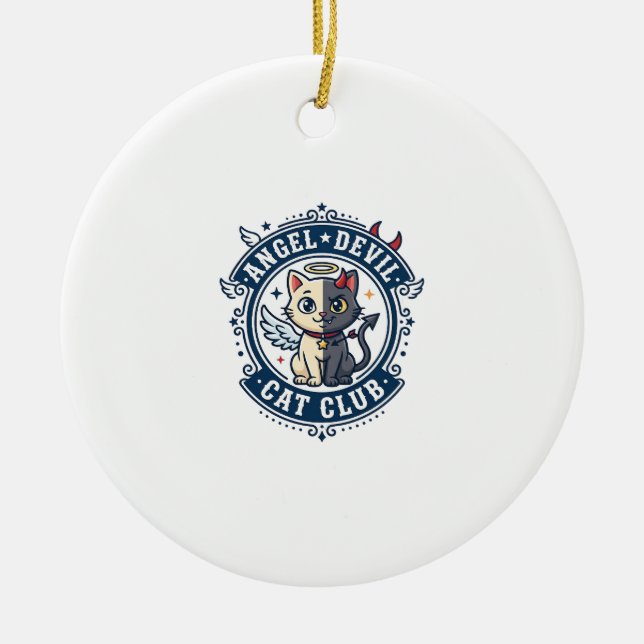 Angel Devil Cat Cat Mum Gift Idea - Angel Devil Ca Ceramic Ornament (Front)