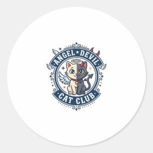 Angel Devil Cat Cat Mum Gift Idea - Angel Devil Ca Classic Round Sticker