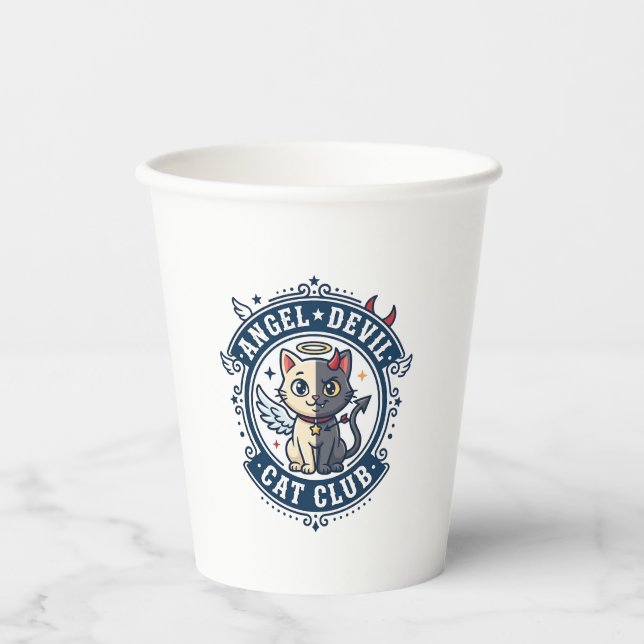Angel Devil Cat Cat Mum Gift Idea - Angel Devil Ca Paper Cups (Front)