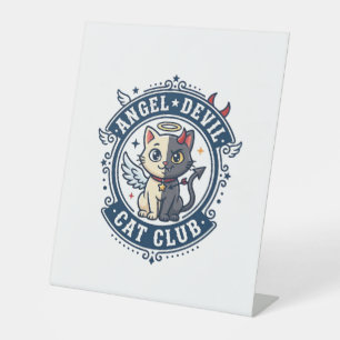 Angel Devil Cat Cat Mum Gift Idea - Angel Devil Ca Pedestal Sign